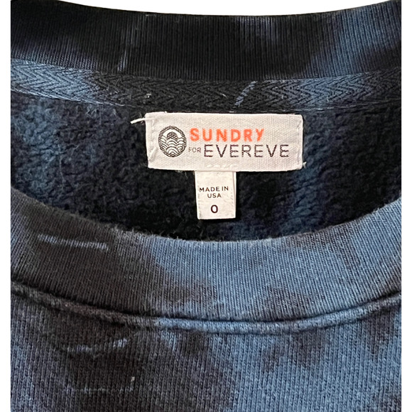 Evereve Sundry Women's Oversized Black & Blue Tie Dye Sweatshirt XS Zipper Sides - Picture 3 of 5